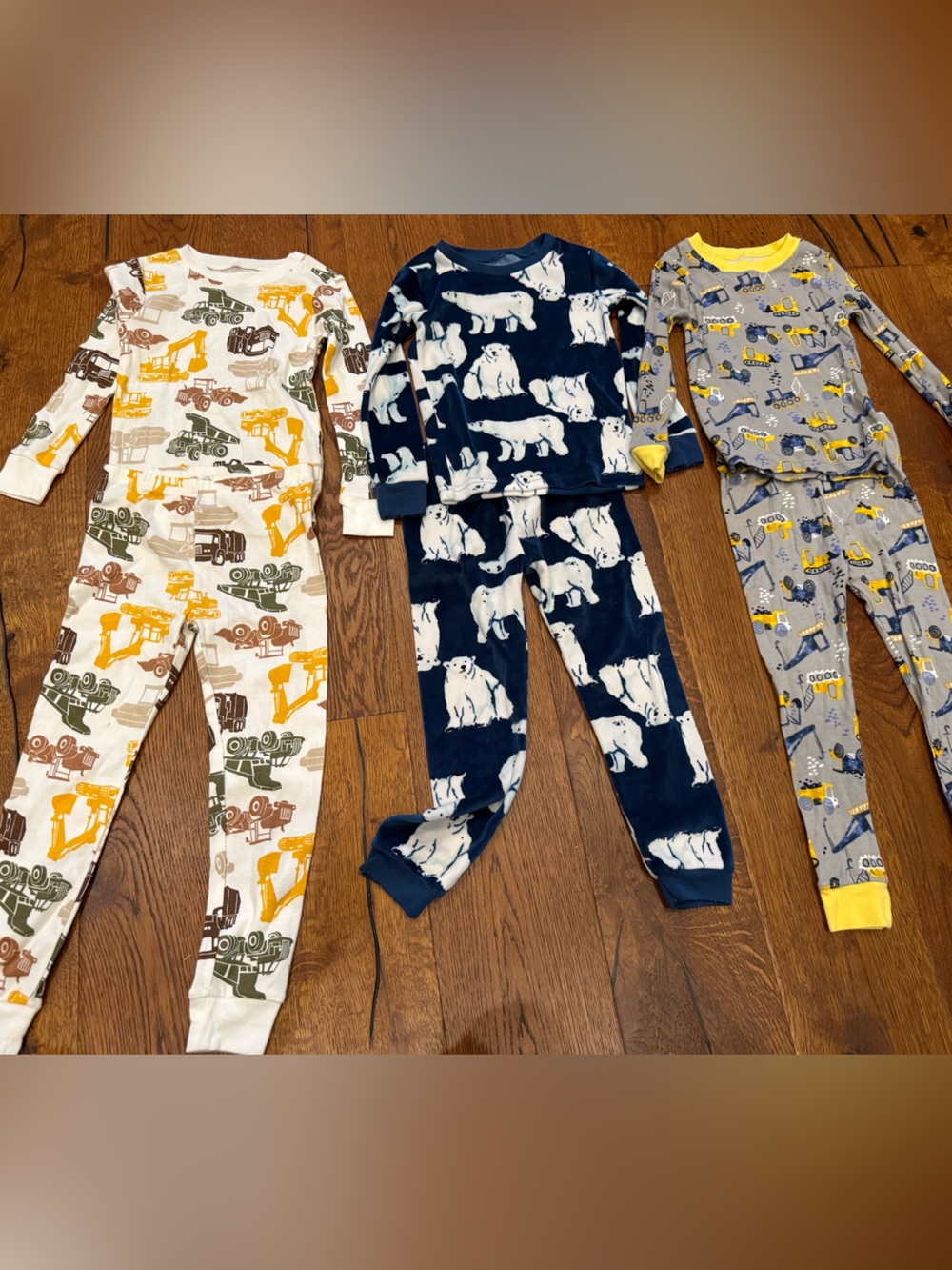 Toddler Boys Pajama Bundle 5T Construction Trucks Polar Bears 3 Sets